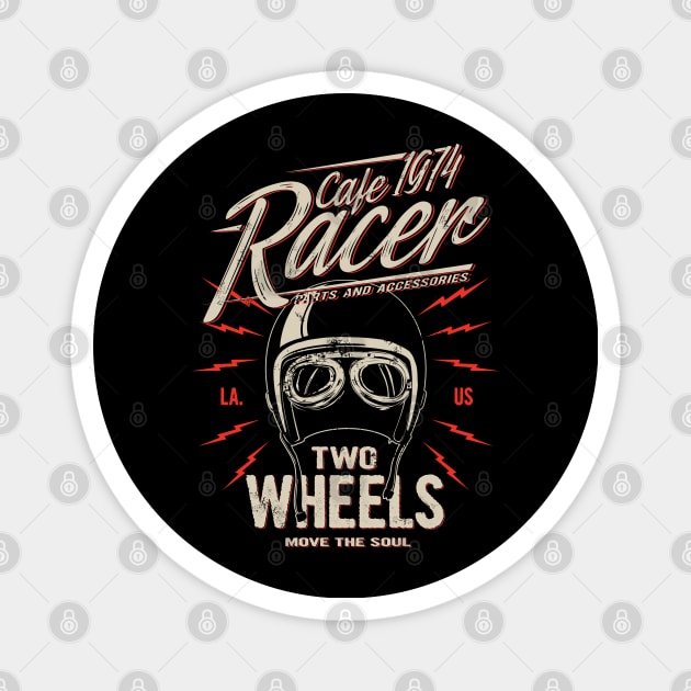 Cafe Racer 1974 vintage two wheels custom style Distressed Magnet by SpaceWiz95